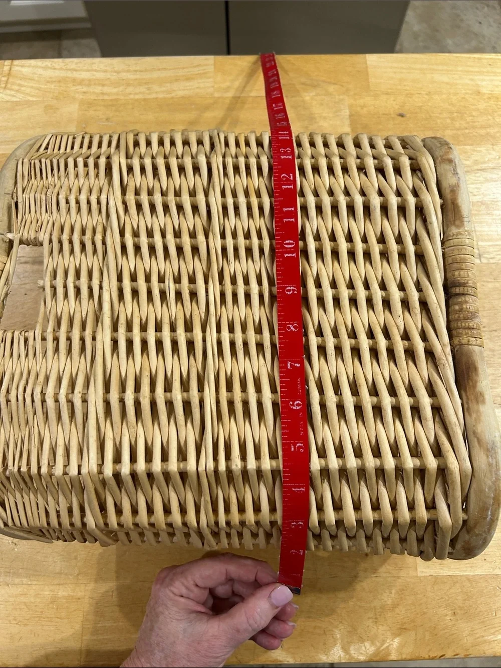 Woven Rattan Storage Basket in Natural Tan